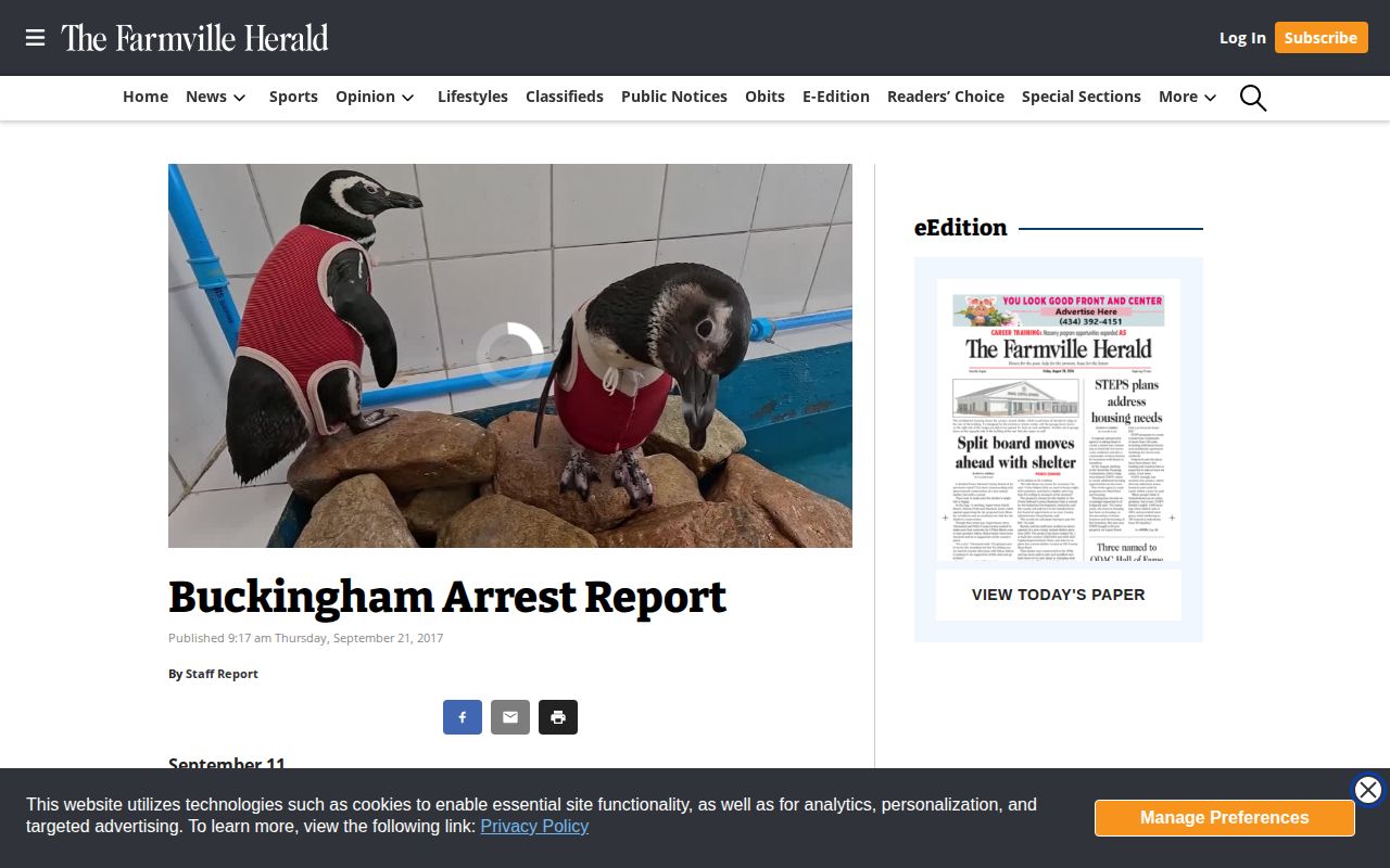 Buckingham County historical arrest-news record source